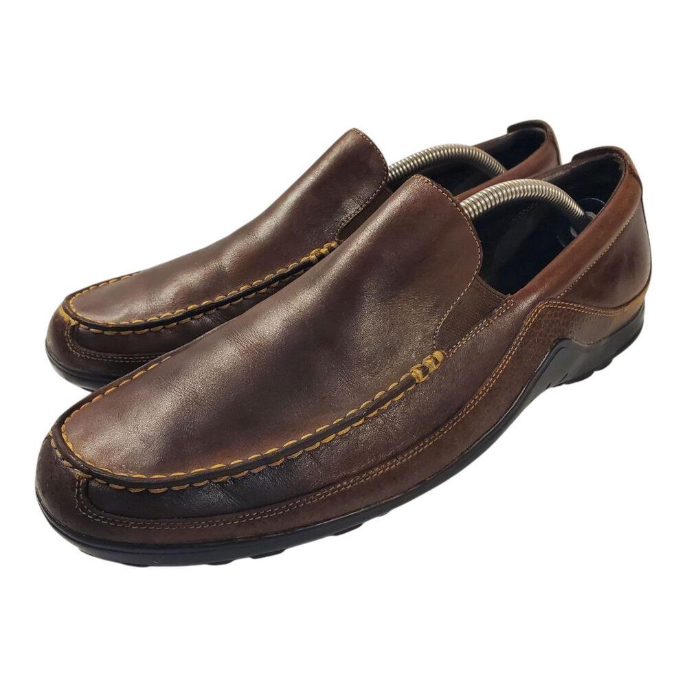 COLE HAAN Shoes Mens Size 12M Brown Leather Slip On Loafer Square Toe C04059